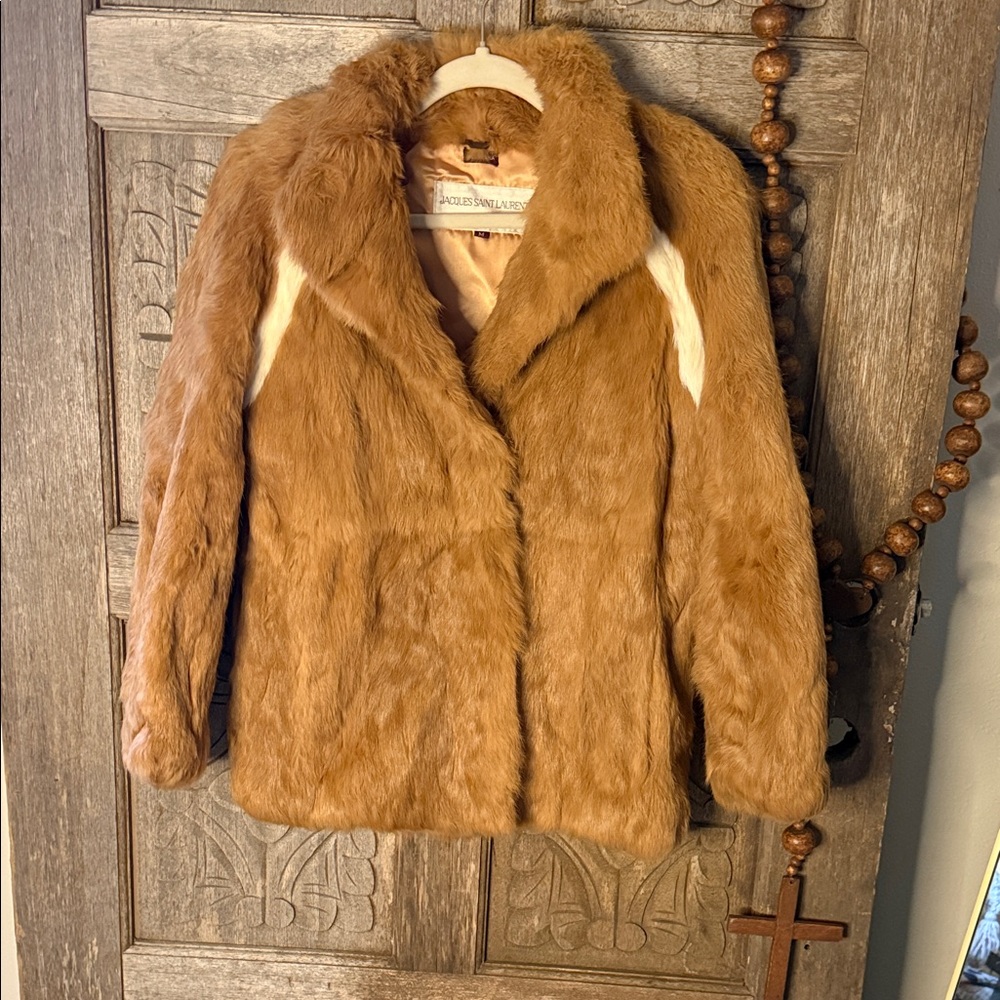 Vintage JACQUES SAINT LAURENT Ginger Rabbit Fur Coat Size M - Picture 4 of 10